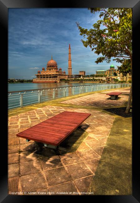 Putra Mosque and Lake Malaysia Framed Print by Adrian Evans