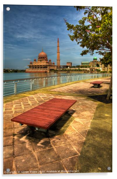 Putra Mosque and Lake Malaysia Acrylic by Adrian Evans