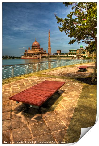 Putra Mosque and Lake Malaysia Print by Adrian Evans