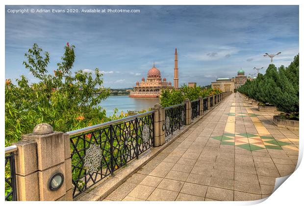 Putra Mosque Malaysia Print by Adrian Evans