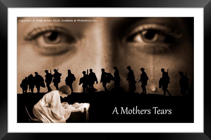 A Mothers Tears Sepia Colour Framed Mounted Print by Philip Brown