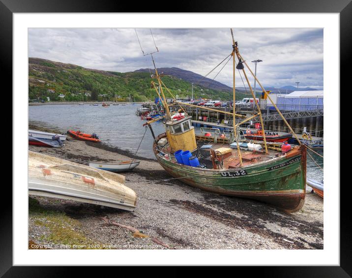 Old Fishing Boat in Ullapool, Scotland Framed Mounted Print by Philip Brown