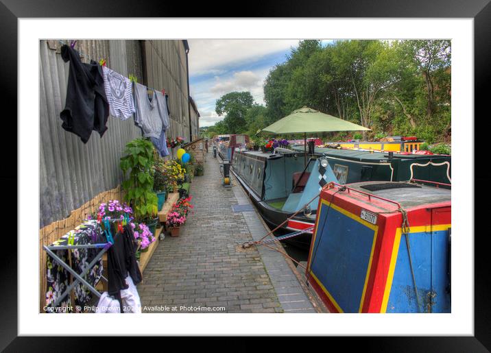 Wash day on the Stourport Canal Framed Mounted Print by Philip Brown