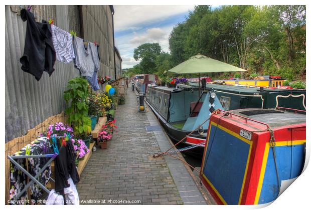 Wash day on the Stourport Canal Print by Philip Brown