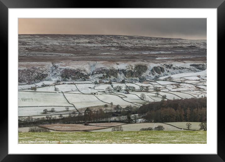A Dusting of Snow on Holwick Upper Teesdale Framed Mounted Print by Richard Laidler