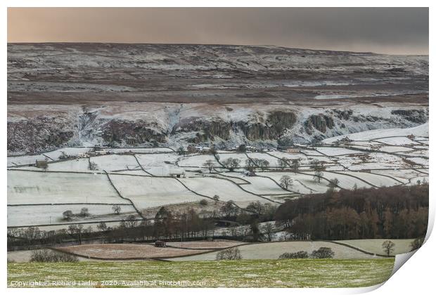 A Dusting of Snow on Holwick Upper Teesdale Print by Richard Laidler