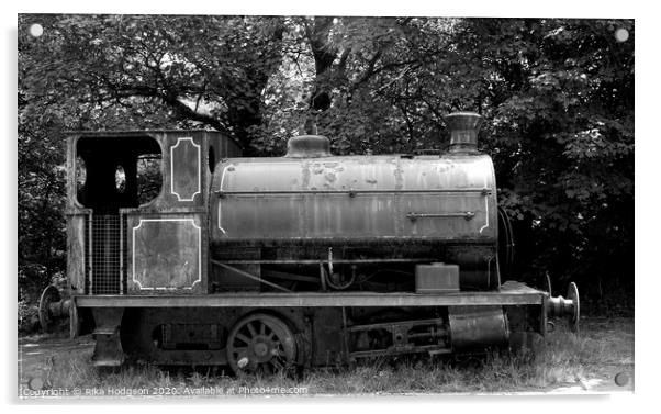 Saddle tank steam engine, Poldark Tin mine, Cornwa Acrylic by Rika Hodgson