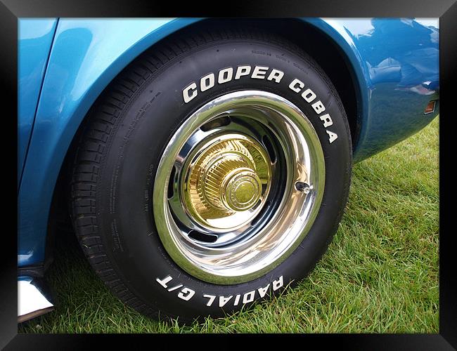 Blue Corvette front wheel Framed Print by Allan Briggs