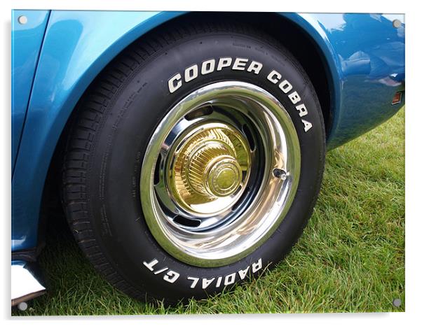 Blue Corvette front wheel Acrylic by Allan Briggs