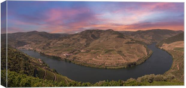 Sunset over the Douro valley in Portugal Canvas Print by Steve Heap