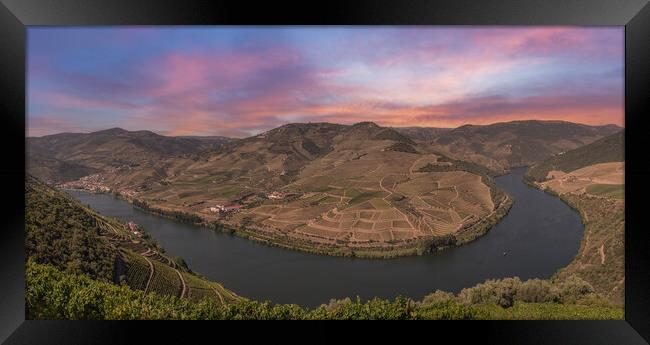 Sunset over the Douro valley in Portugal Framed Print by Steve Heap