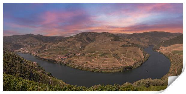 Sunset over the Douro valley in Portugal Print by Steve Heap