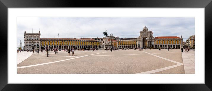 High resolution panorama of Commerce Square in Lisbon Framed Mounted Print by Steve Heap