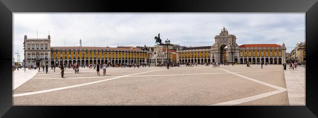 High resolution panorama of Commerce Square in Lisbon Framed Print by Steve Heap