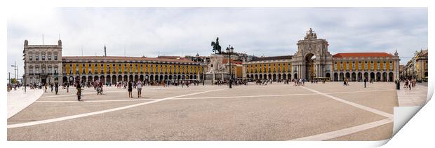 High resolution panorama of Commerce Square in Lisbon Print by Steve Heap
