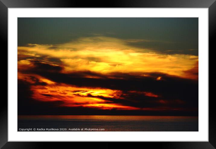 Sunset Sea Framed Mounted Print by Radka  Myslikova