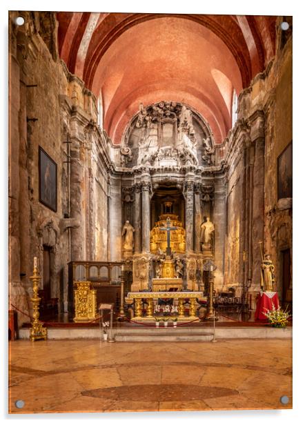 Interior of Sao Domingos church in Lisbon Acrylic by Steve Heap