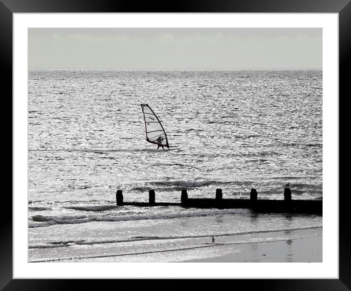 Wind surfer 0ff Bognor Beach Framed Mounted Print by Allan Bell
