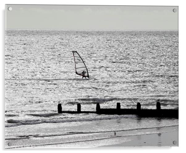 Wind surfer 0ff Bognor Beach Acrylic by Allan Bell