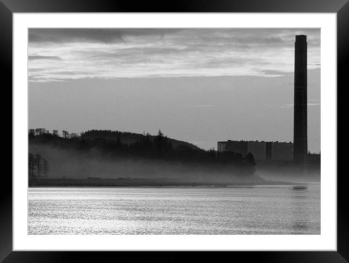 Chimney Silhouetted at Dusk Framed Mounted Print by Tim O'Brien
