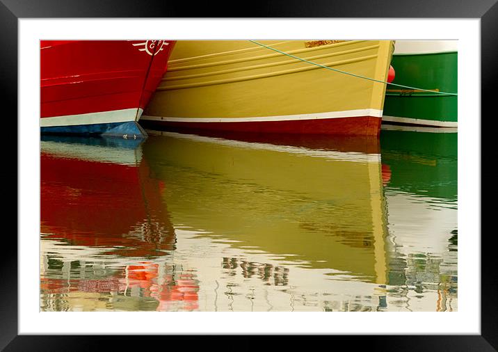 Painted Boats in Cornish Harbour Framed Mounted Print by Tim O'Brien