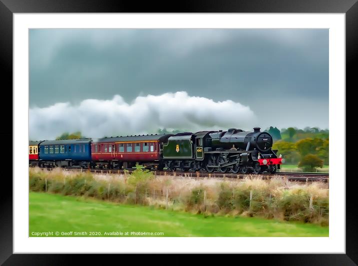 Steam Train Painterly Effect Framed Mounted Print by Geoff Smith