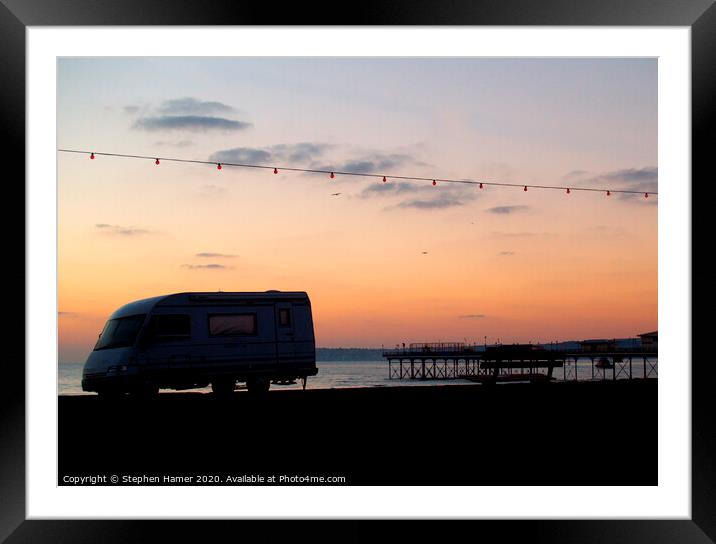 Camper Van &amp; Sunrise Framed Mounted Print by Stephen Hamer