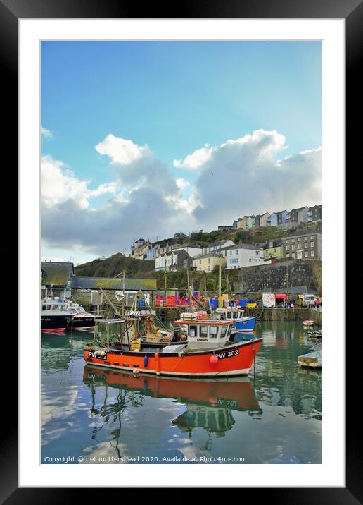 Mevagissey Harbour Cornwall. Framed Mounted Print by Neil Mottershead
