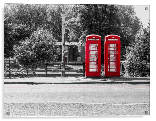 A Nostalgic View of Cambridge's Telephone Boxes Acrylic by Simon Hill