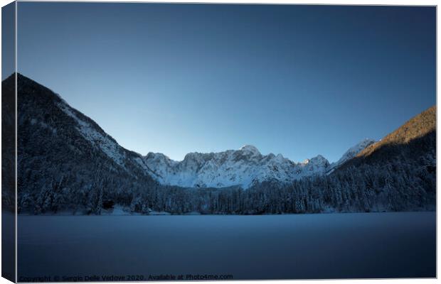 Winter at Fusine lake, Italy  Canvas Print by Sergio Delle Vedove