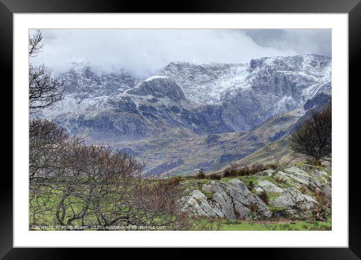 Mountain View of The Nantile Ridge, North Wales Framed Mounted Print by Philip Brown