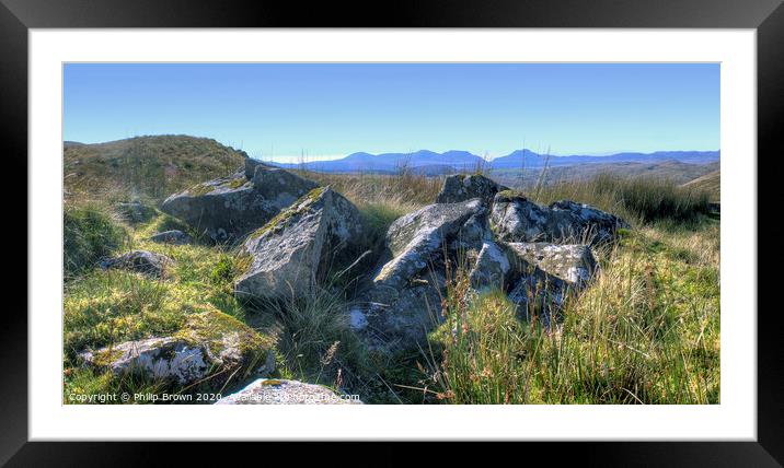 The Rhinogs Mountain Range, North Wales, Crop Framed Mounted Print by Philip Brown