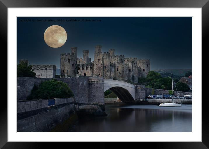 Conwy Castle At Moon Light Framed Mounted Print by rawshutterbug 