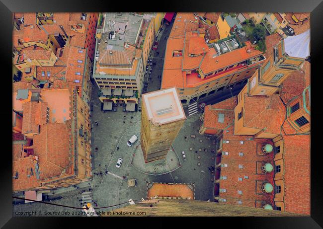 Skyview of Bologna. Framed Print by Sourov Deb