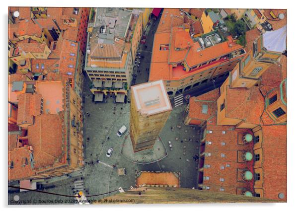Skyview of Bologna. Acrylic by Sourov Deb