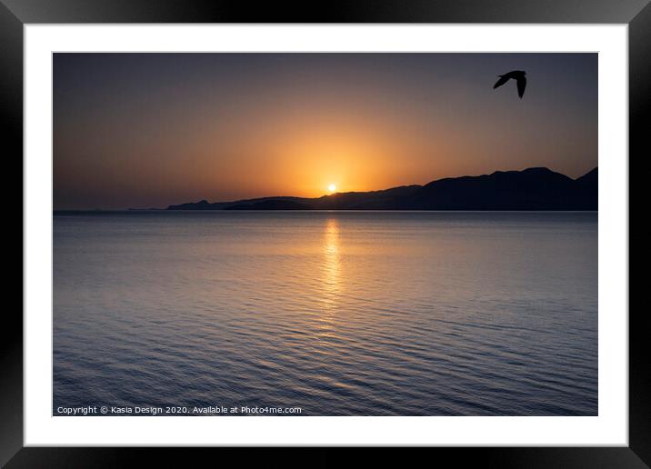 Sun Rising over Mirabello Bay Framed Mounted Print by Kasia Design