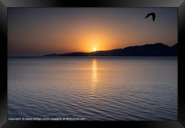 Sun Rising over Mirabello Bay Framed Print by Kasia Design