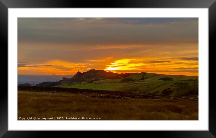 Majestic Sunset over the Roaches Framed Mounted Print by tammy mellor