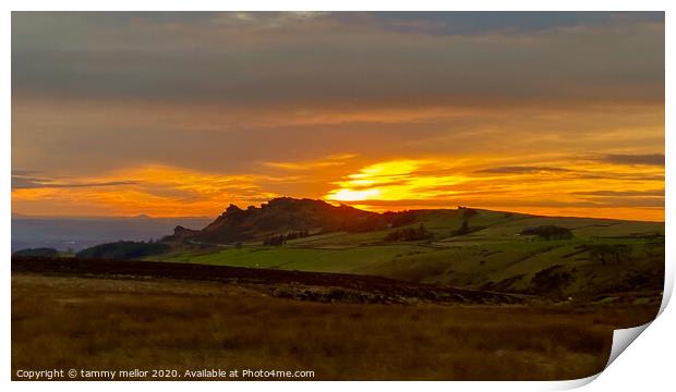 Majestic Sunset over the Roaches Print by tammy mellor