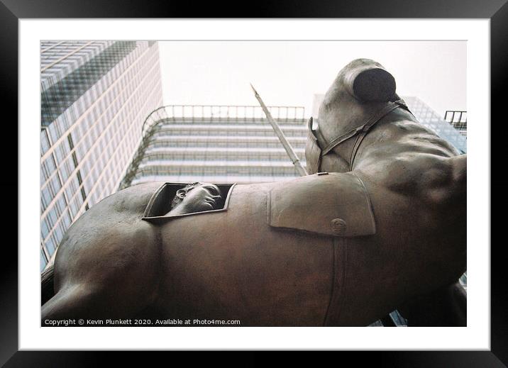 Canary Wharf. Centauro Bronze Statue by Igor Mitoraj Framed Mounted Print by Kevin Plunkett