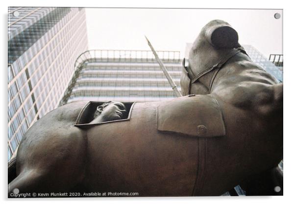 Canary Wharf. Centauro Bronze Statue by Igor Mitoraj Acrylic by Kevin Plunkett