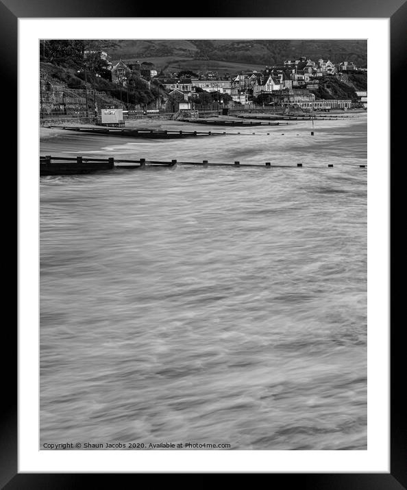 Swanage beach stormy seas  Framed Mounted Print by Shaun Jacobs