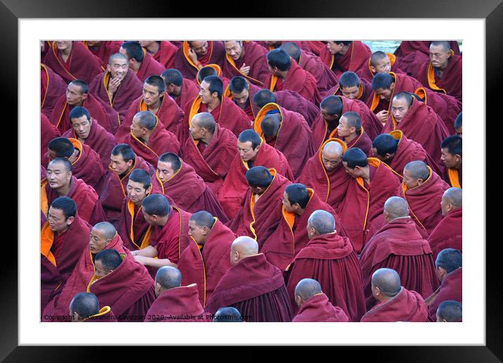 A Gathering of Tibetan Monks  Framed Mounted Print by Alexandra Lavizzari