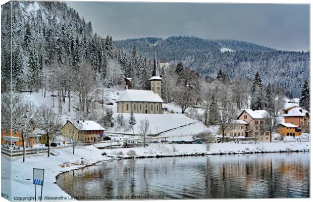 L'abbaye on Lac de Joux  Canvas Print by Alexandra Lavizzari