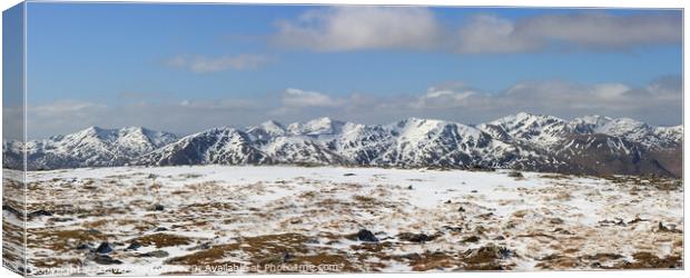 Panorama of Cluanie Forrest from Sgurr nan Conbhairean above Loch Cluanie Canvas Print by David Morton