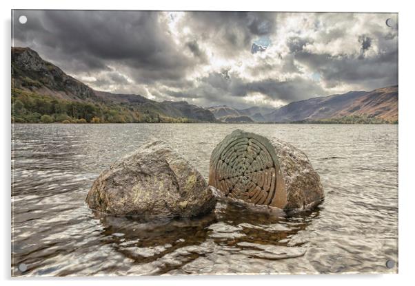 Millennium Stone on Derwent Water  Acrylic by James Marsden