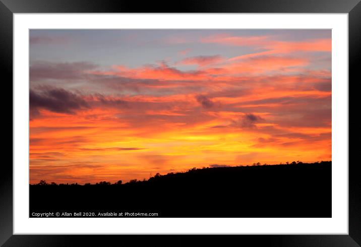 Flame Sunset Over Arun Valley Framed Mounted Print by Allan Bell