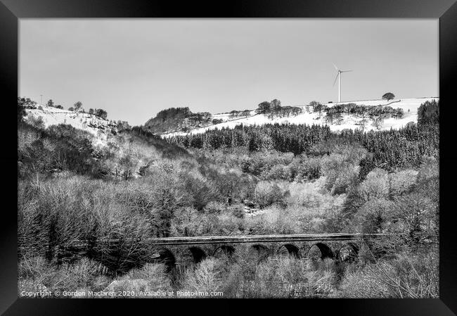 Bargoed Viaduct and Wind Turbine Framed Print by Gordon Maclaren