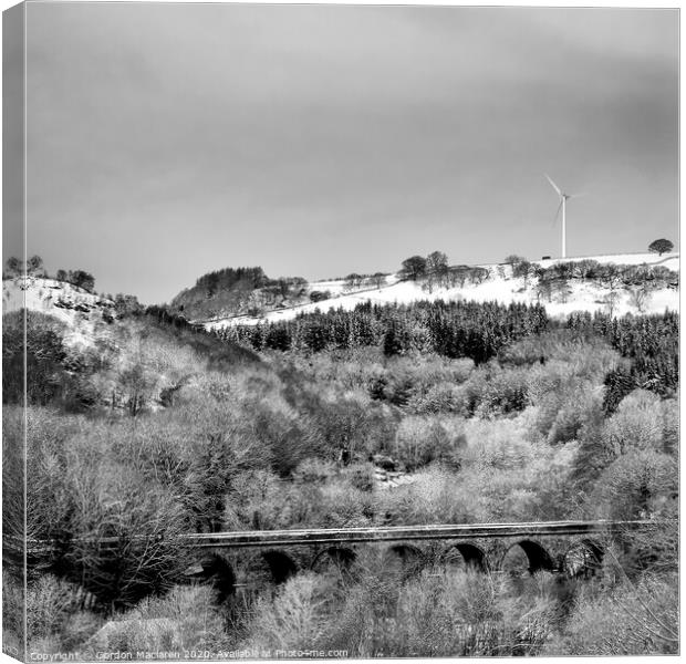 Monochrome Viaduct and And Turbine Canvas Print by Gordon Maclaren
