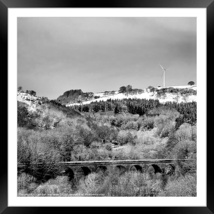 Monochrome Viaduct and And Turbine Framed Mounted Print by Gordon Maclaren